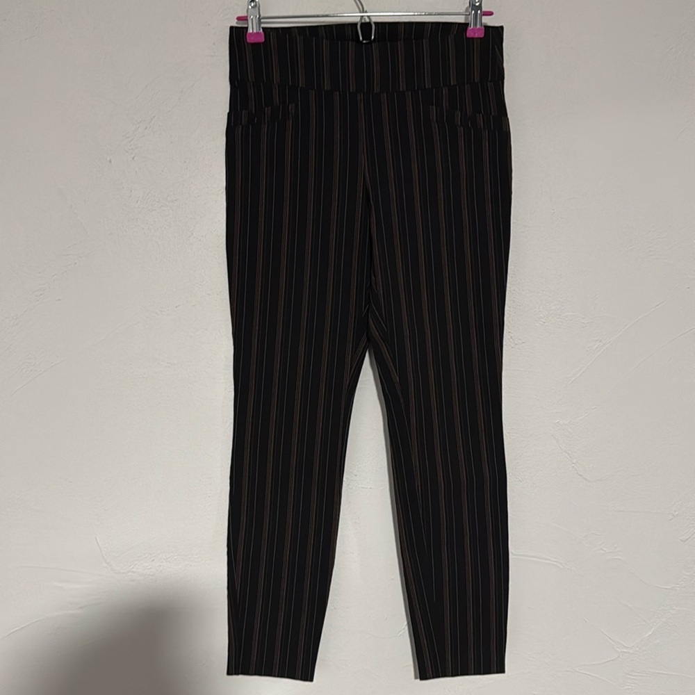 Large Stripe Slim Pants Black Brown business office work
